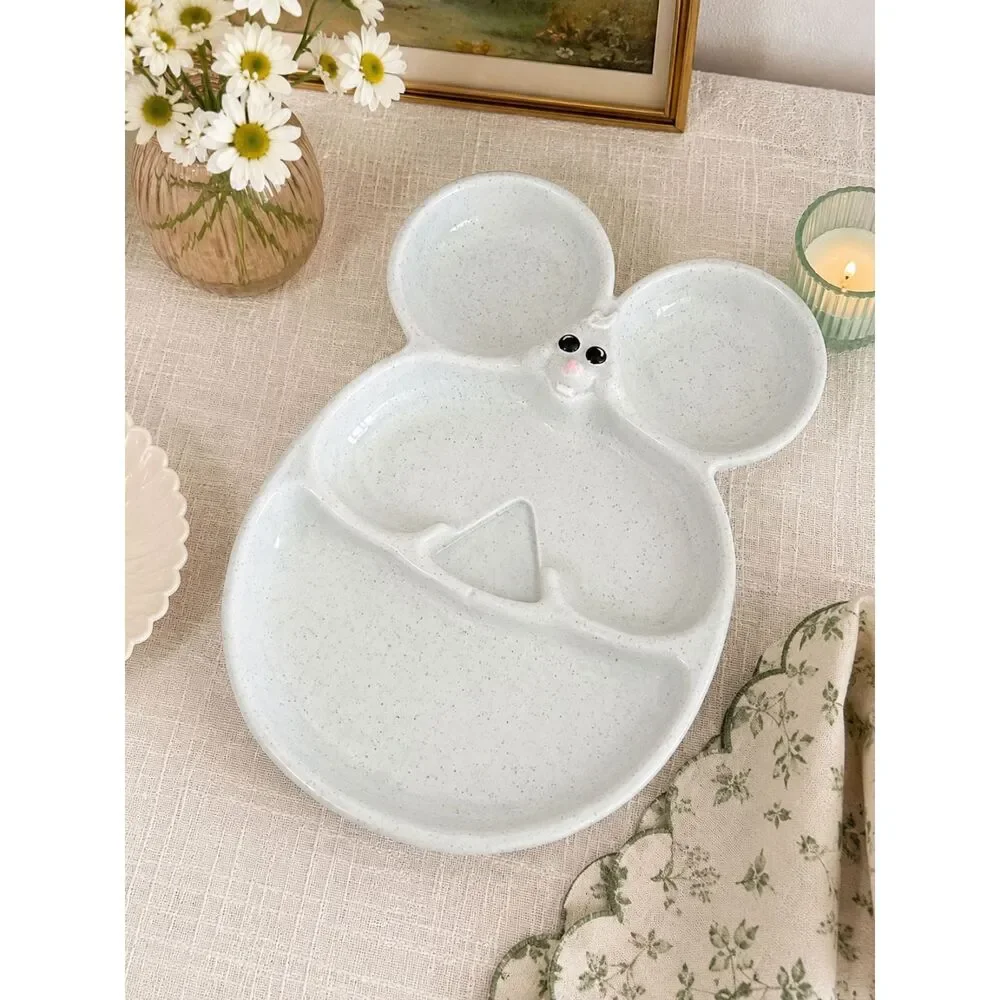 Vintage Speckled Mouse Snack Tray Serving Platter Kawaii Cottagecore Kitchen